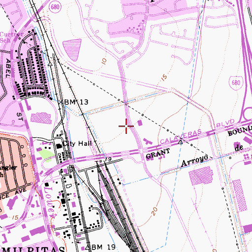 Topographic Map of Town Center Shopping Center, CA