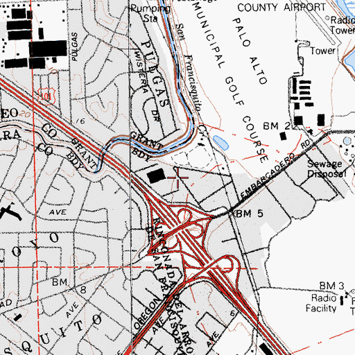 Topographic Map of Baylands Athletic Center, CA