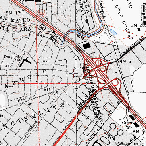 Topographic Map of Edgewood Plaza Shopping Center, CA