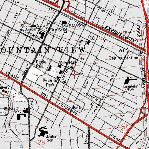 Topographic Map of First Church of Christ Scientist, CA