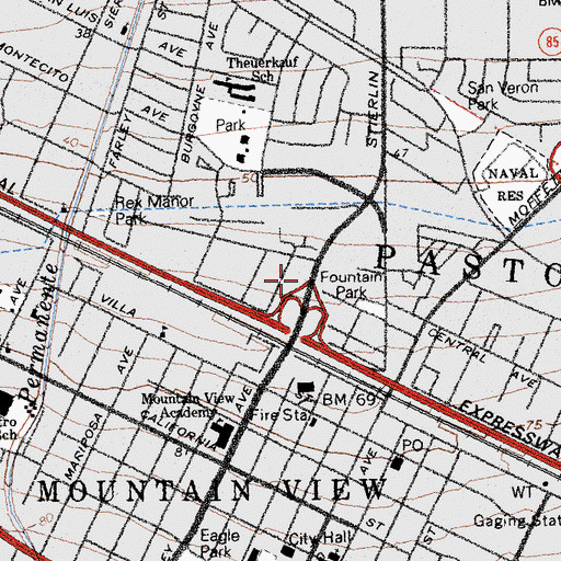 Topographic Map of Mission Evangelica (historical), CA