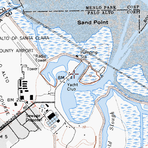 Topographic Map of Palo Alto Yacht Club, CA