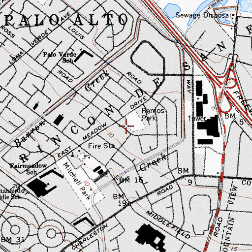 Topographic Map of Ramos Park, CA
