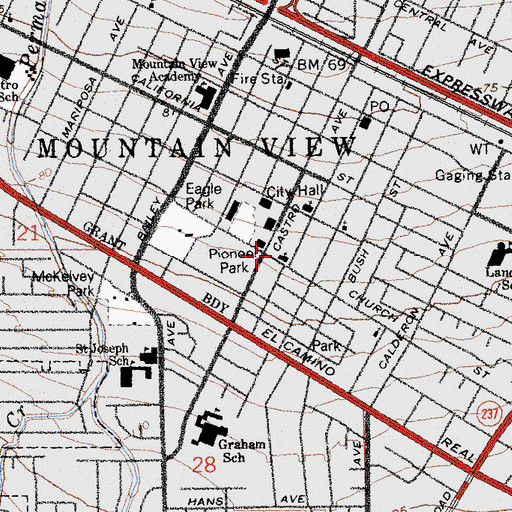 Topographic Map of Saint Joseph Roman Catholic Church, CA