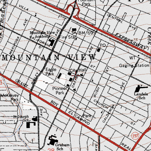 Topographic Map of Trinity United Methodist Church, CA