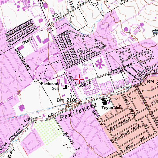 Topographic Map of Berryessa Branch San Jose Public Library, CA