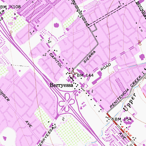 Topographic Map of Berryessa Corners Shopping Center, CA