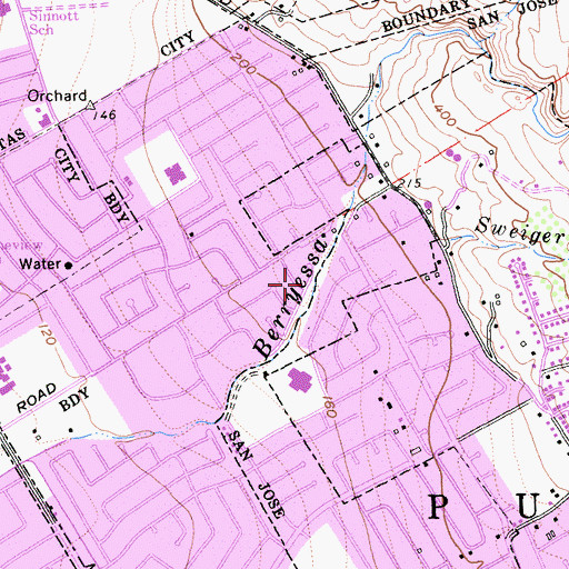 Topographic Map of Berryessa Creek Park, CA