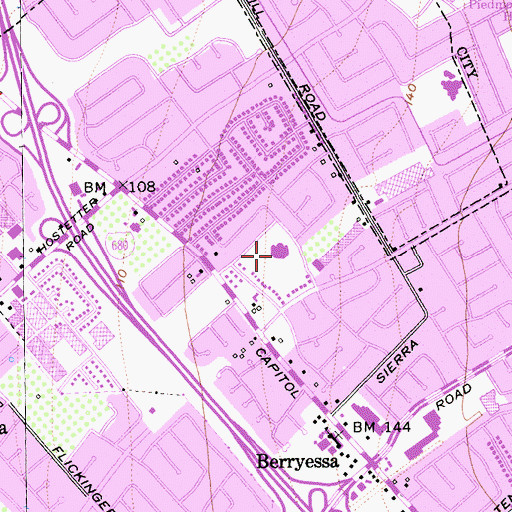 Topographic Map of Cherrywood Elementary School, CA