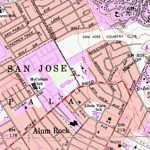 Topographic Map of Country Club Villag Shopping Center, CA