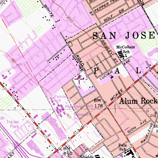 Topographic Map of Emmanuel Baptist Church, CA