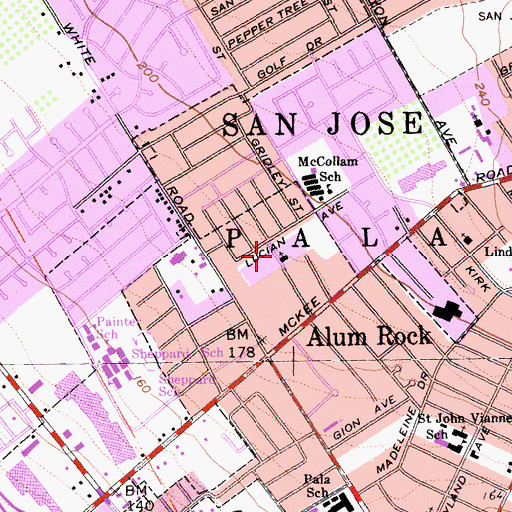 Topographic Map of Green Valley Christian Church, CA