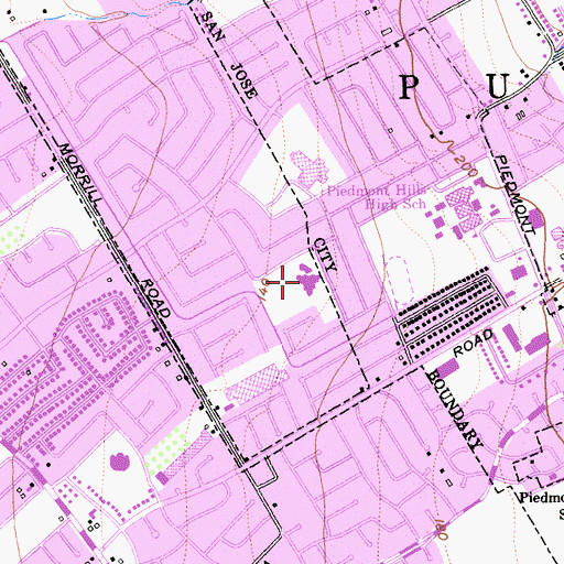 Topographic Map of Lewis Memorial Christian Church, CA