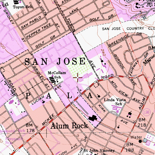 Topographic Map of Pala Shopping Center, CA