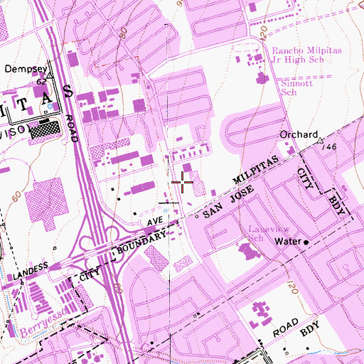 Topographic Map of Parktown Plaza Shopping Center, CA