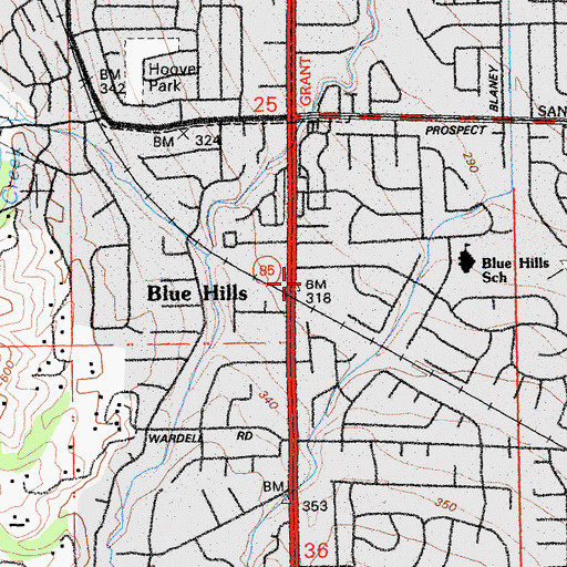 Topographic Map of Azule Crossing Shopping Center, CA