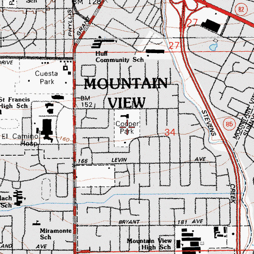 Topographic Map of Cooper Park, CA