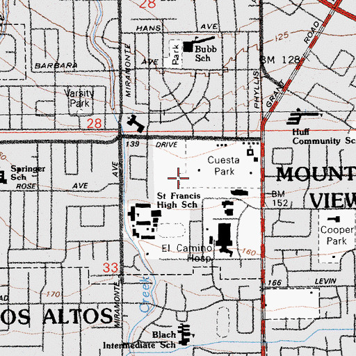 Topographic Map of Cuesta Park, CA