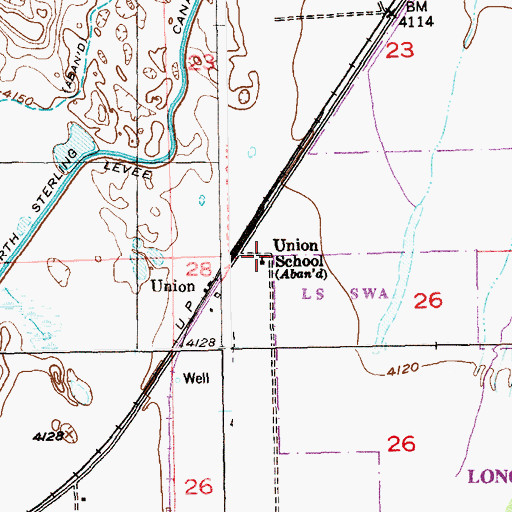 Topographic Map of Union School, CO