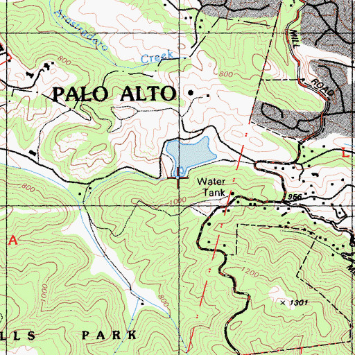 Topographic Map of Foothills Park Nature Interpretive Center, CA