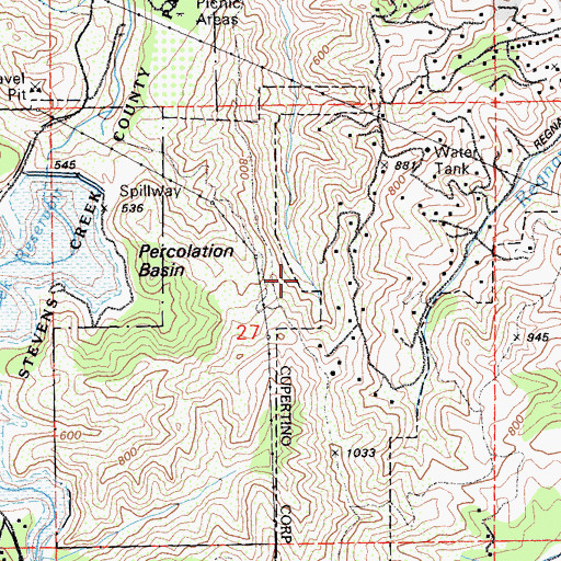 Topographic Map of Fremont Older Open Space Preserve, CA