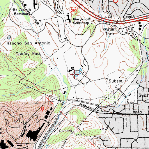 Topographic Map of Gates of Heaven Cemetery, CA