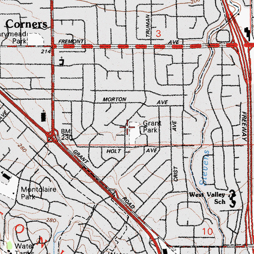 Topographic Map of Grant Park, CA