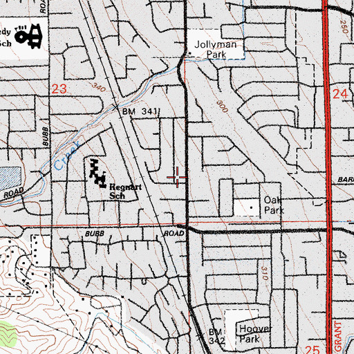 Topographic Map of Hillview Bible Church, CA