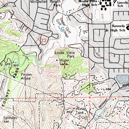 Topographic Map of Linda Vista Park, CA