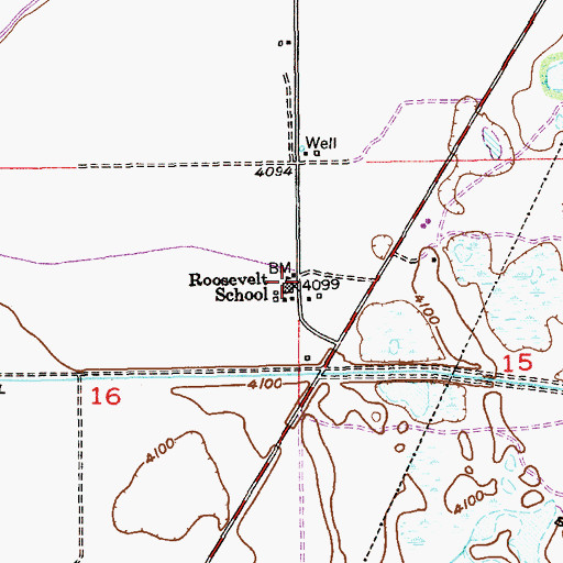Topographic Map of Roosevelt School, CO
