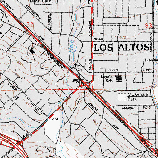 Topographic Map of Los Altos Rancho Shopping Center, CA