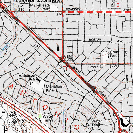Topographic Map of Los Altos-Woodland Branch Santa Clara County Free Library, CA