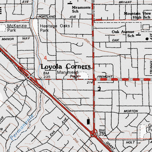 Topographic Map of Marymeade Park, CA