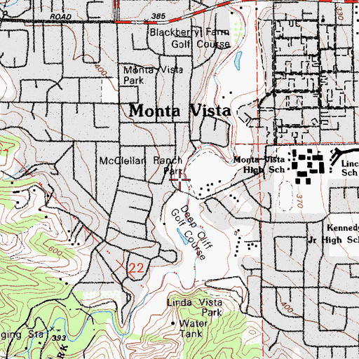 Topographic Map of McClellan Ranch Park, CA