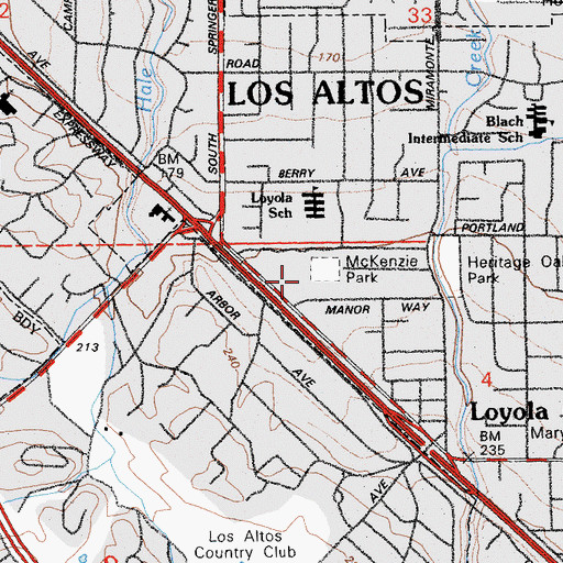 Topographic Map of McKenzie Park, CA