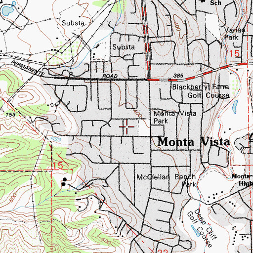 Topographic Map of Monta Vista Park, CA