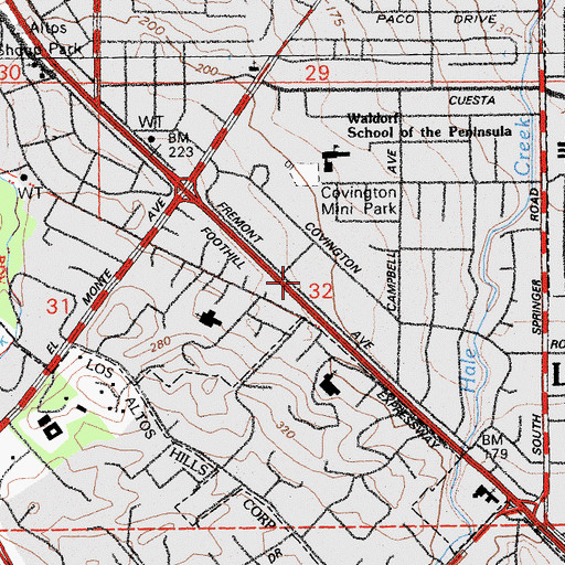 Topographic Map of Pinewood School Middle Campus, CA