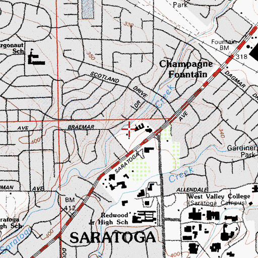 Topographic Map of Saint Andrews School, CA