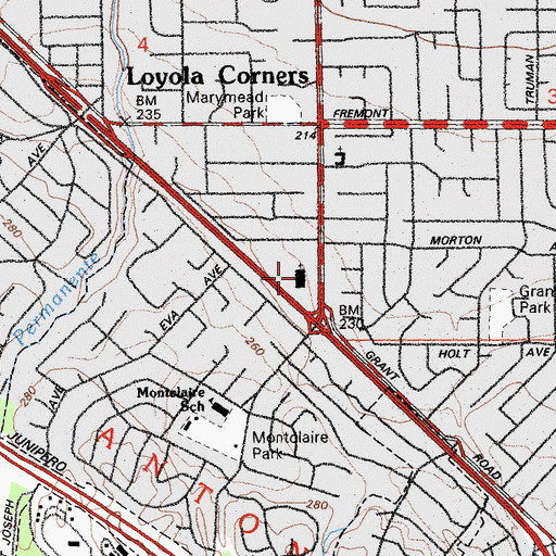 Topographic Map of Saint Simon Elementary School, CA