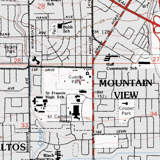 Topographic Map of Saint Timothy School, CA
