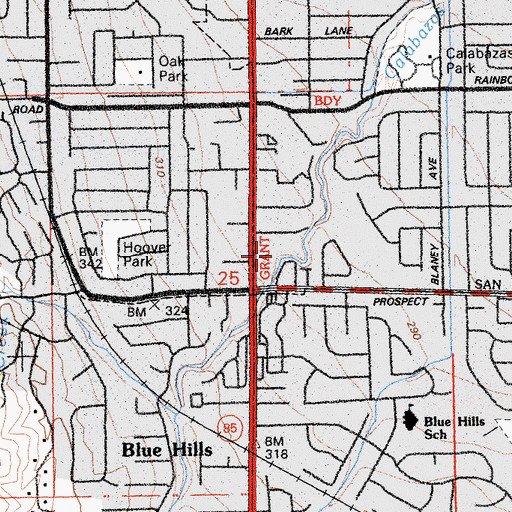 Topographic Map of Saratoga Plaza Shopping Center, CA