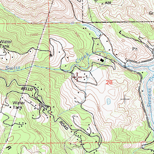 Topographic Map of Sunrise Winery, CA