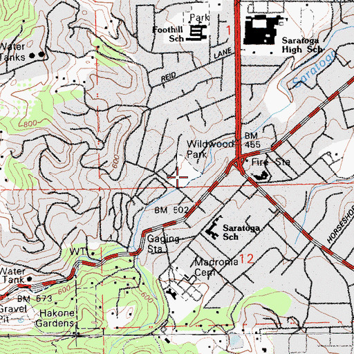 Topographic Map of Wildwood Park, CA