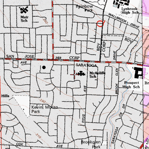 Topographic Map of Christa McAuliffe Elementary School, CA