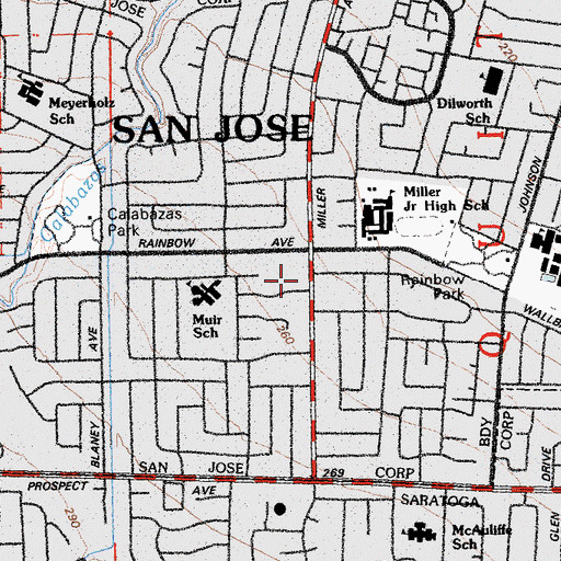 Topographic Map of Church of Christ, CA