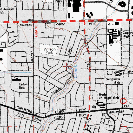 Topographic Map of Creekside Park, CA
