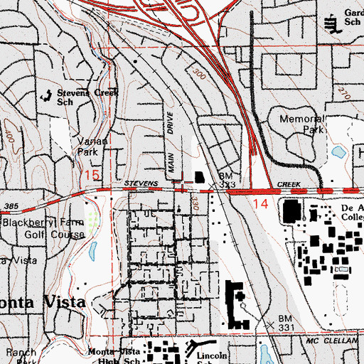 Topographic Map of Cupertino Post Office, CA