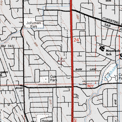 Topographic Map of De Anza Shopping Center, CA