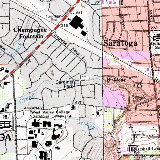 Topographic Map of Gardiner Park, CA