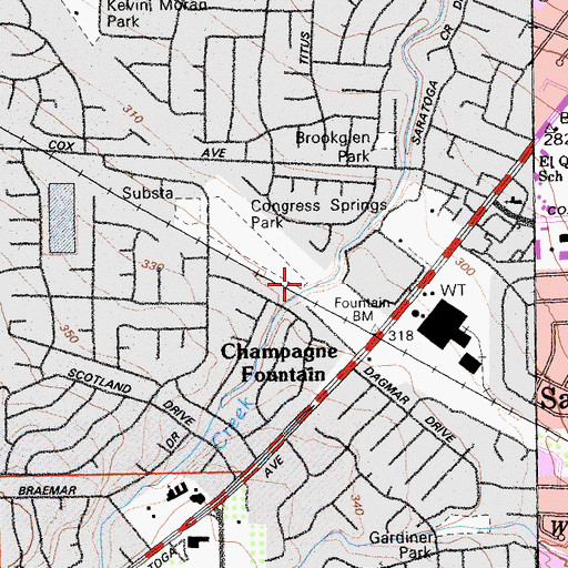 Topographic Map of Green Springs Park, CA